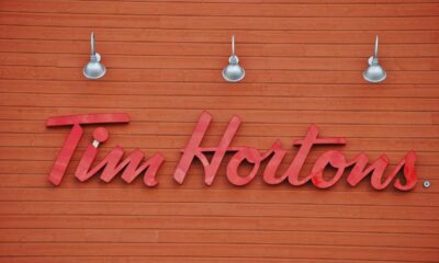 tim hortons logo on a wooden wall
