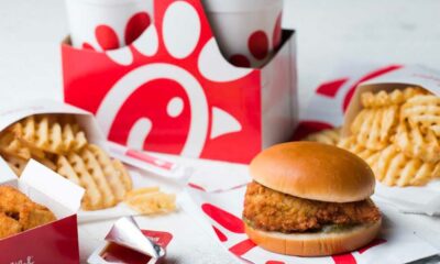 chicken burger and criss cut fries