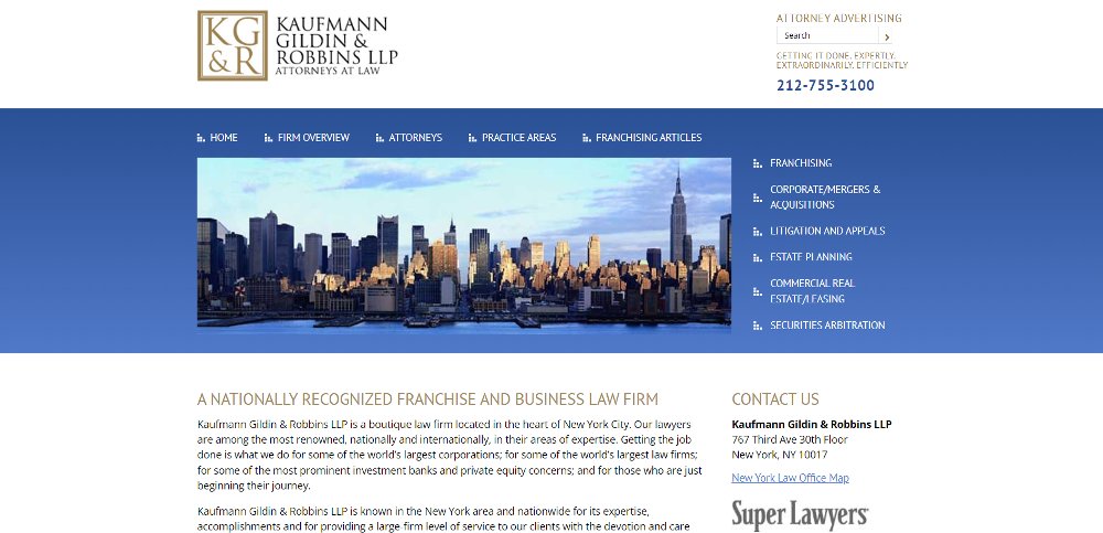 screenshot of website