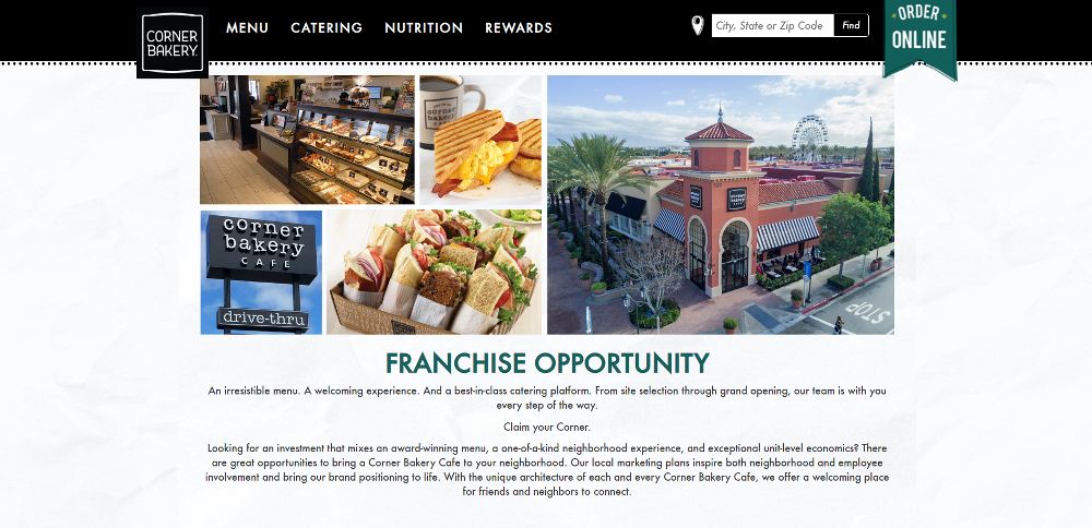 corner bakery website