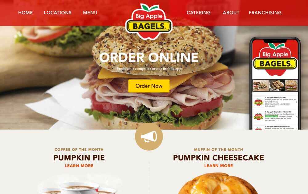 big apple bagels website