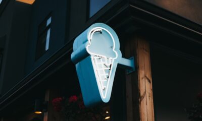 blue ice cream signage