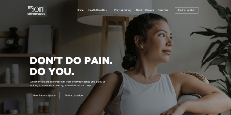 the joint chiropractic website screenshot