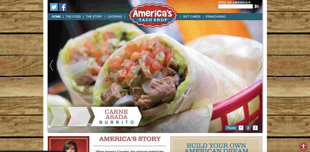 americas tacos shop website screenshot