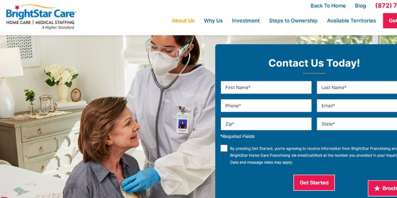 brightstar care website screenshot