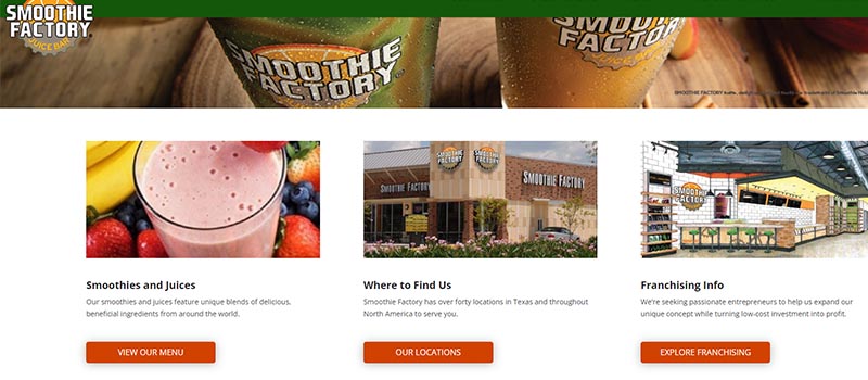 smoothie factory website screenshot