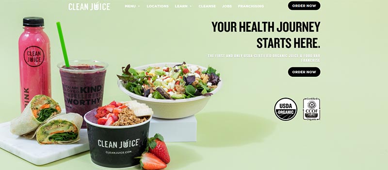 clean juice website screenshot