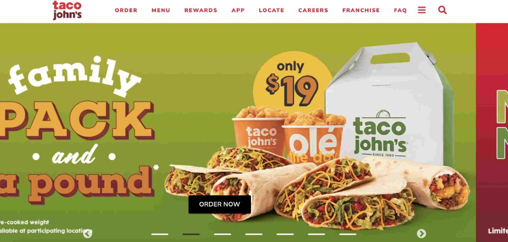 taco johns website screenshot