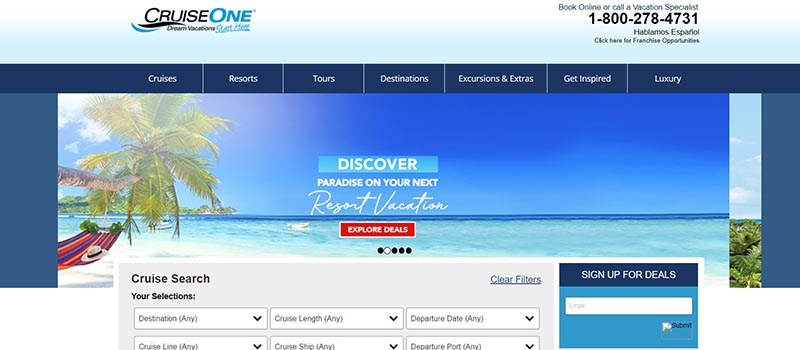 CruiseOne dream vacation screenshot