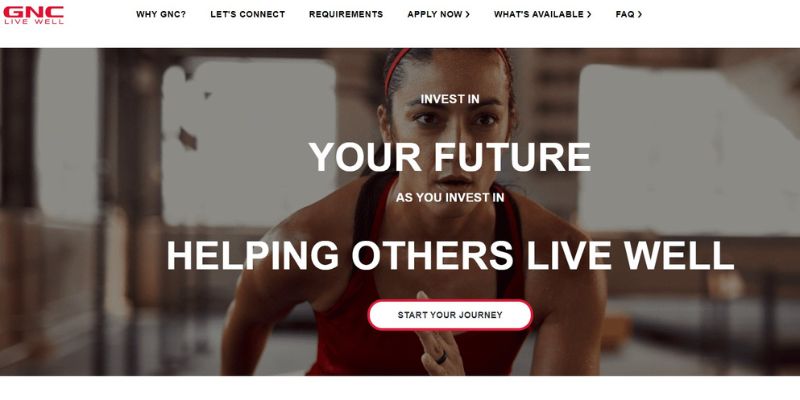 GNC franchising website screenshot