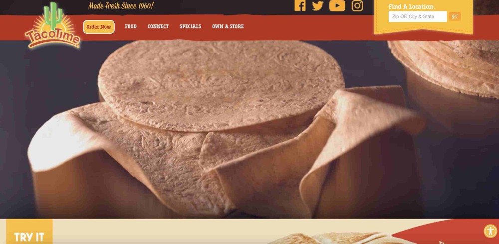 taco time website screenshot