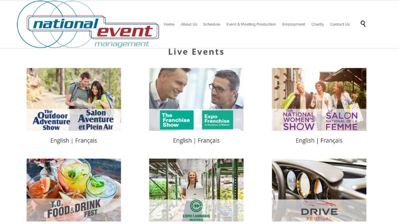 screenshot national event mgt homepage