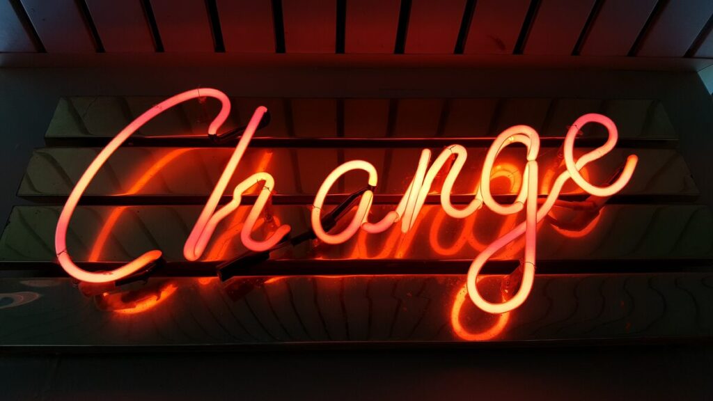 change in neon lights