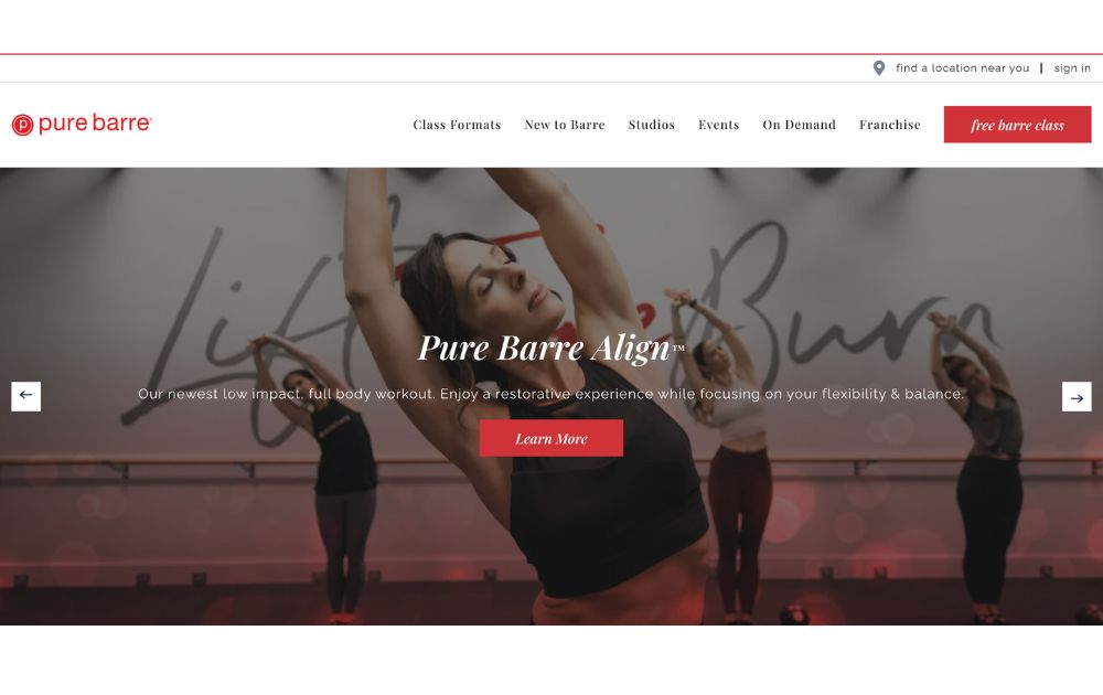 pure barre screenshot