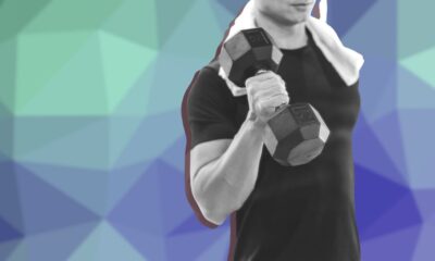 man holding a dumbbell