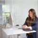 woman using a standing desk