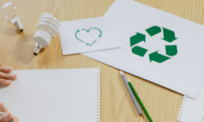 reduce reuse recycle symbol on paper