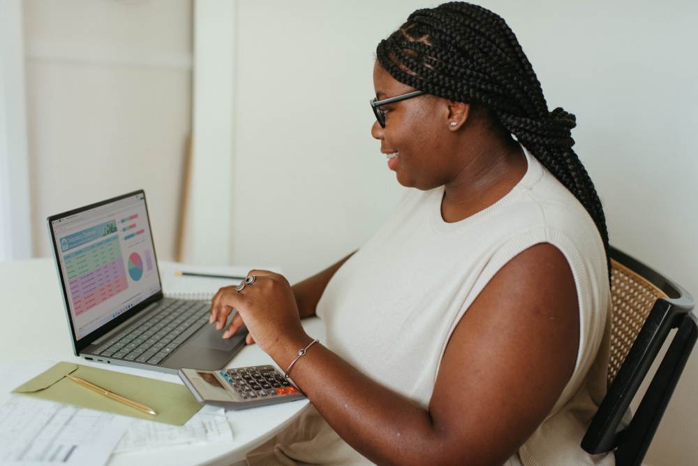 woman using a laptop