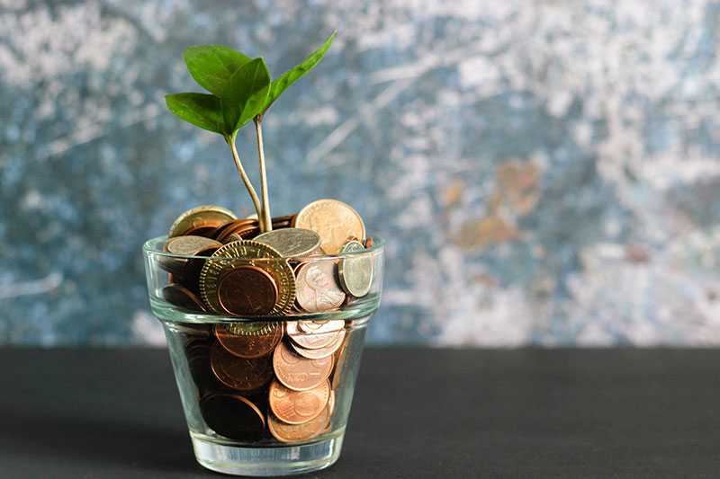 coins in a glass