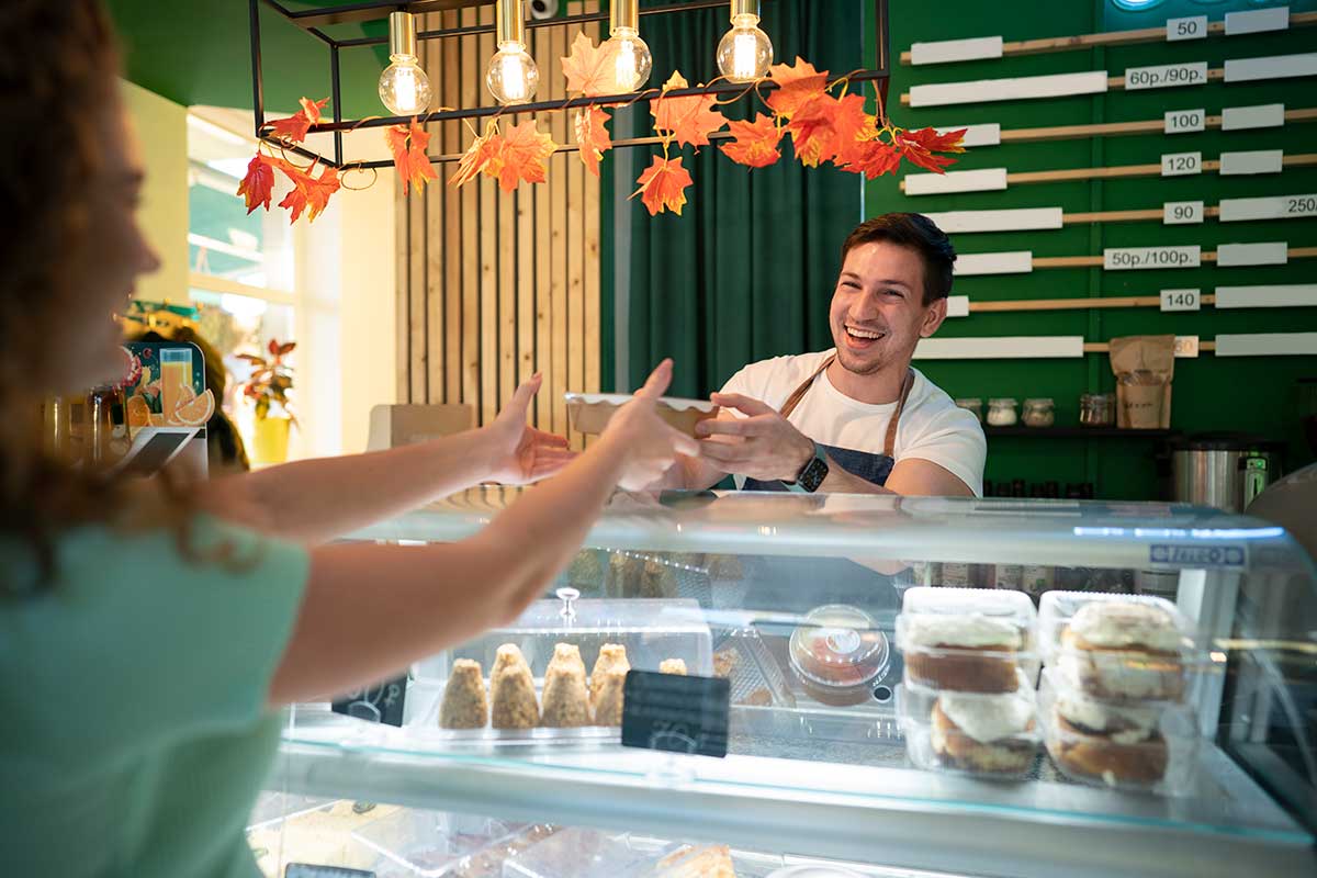 bakery sales crew attending to customer