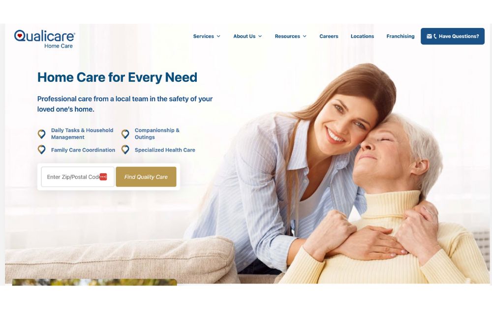 Qualicare Family Homecare home page screenshot
