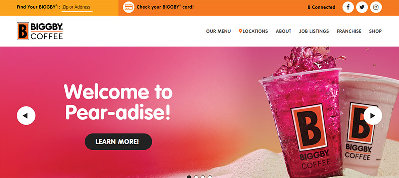 biggby website screenshot