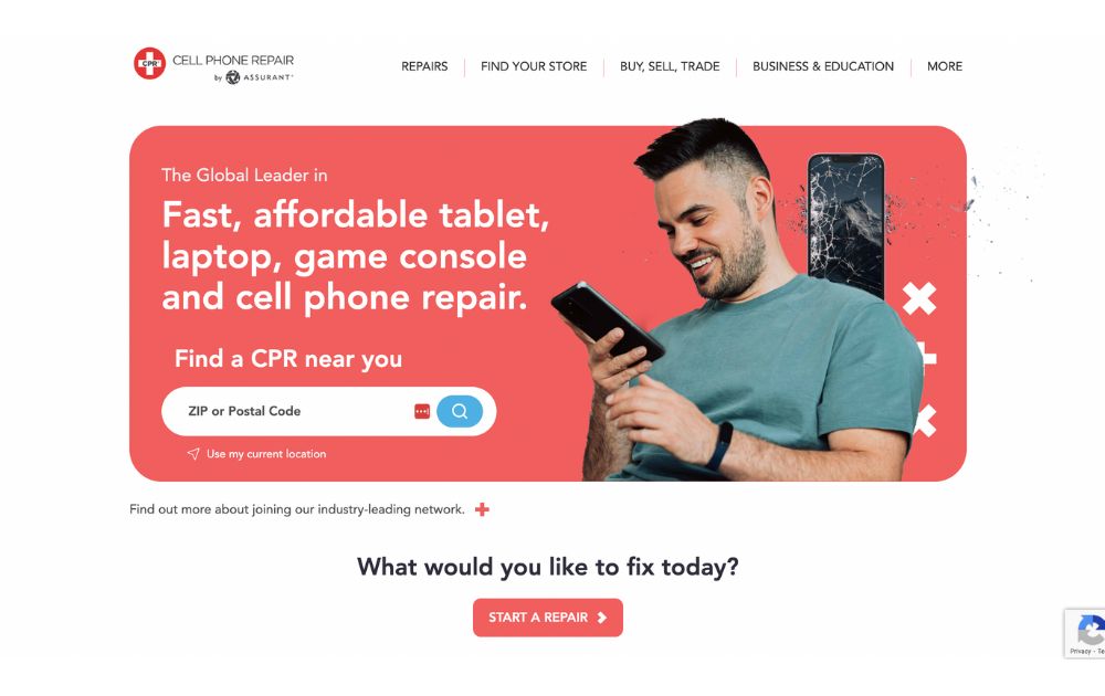 CPR Cell Phone Repair home page