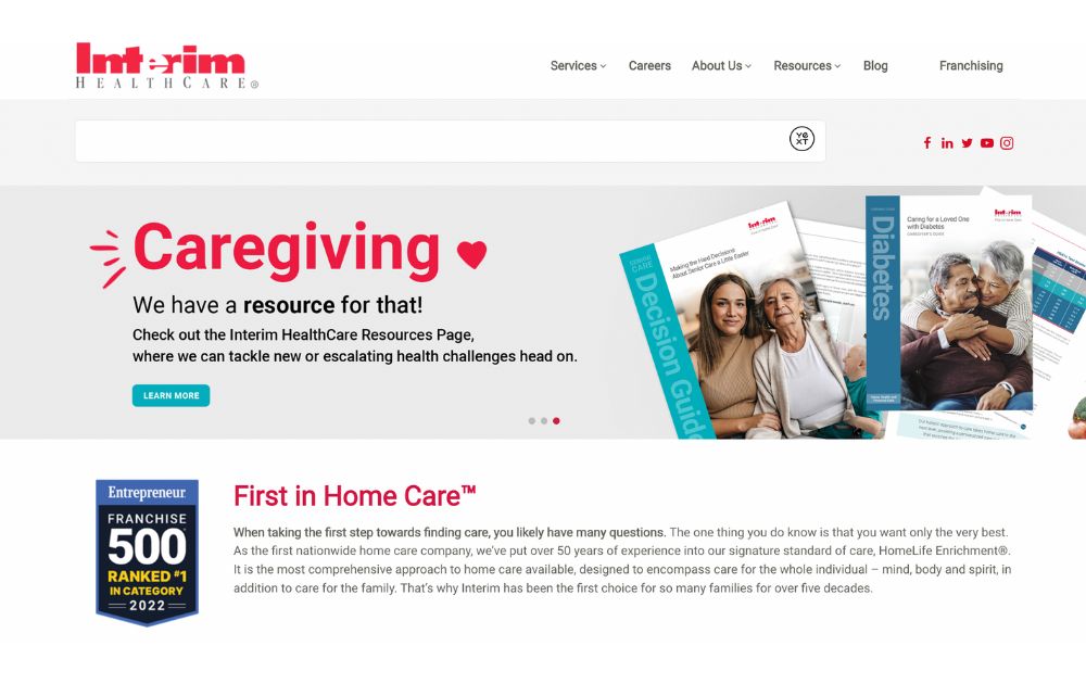 Interim HealthCare home page screenshot