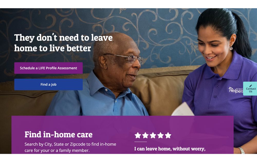 Senior Helpers home page screenshot