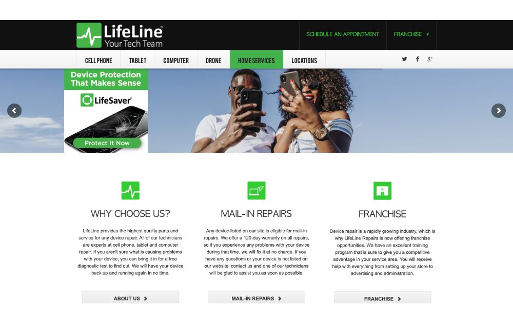 Lifeline Repairs home page
