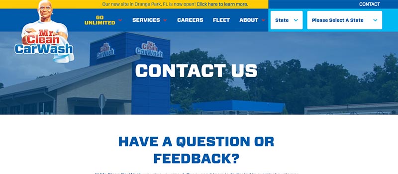 Mr. Clean Car Wash website screenshot