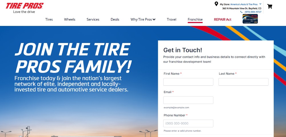 tire pros website screenshot
