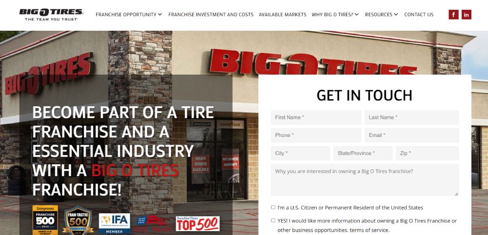 big o tires website screenshot