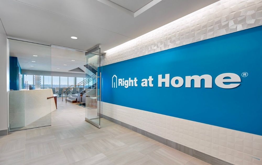 right at home logo on wall