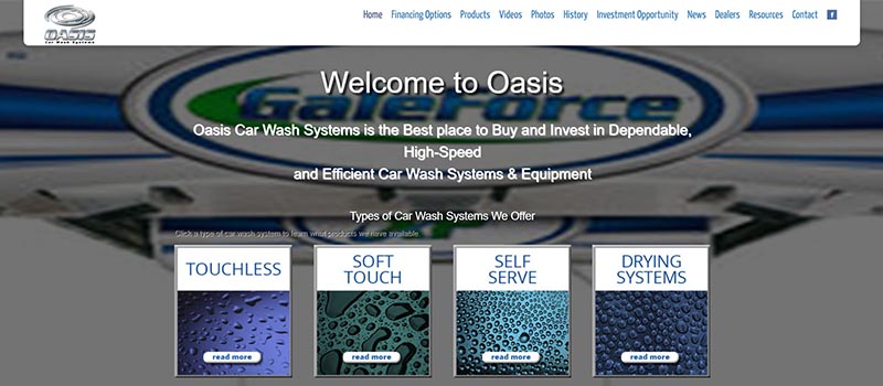 Oasis Car Wash Systems website screenshot