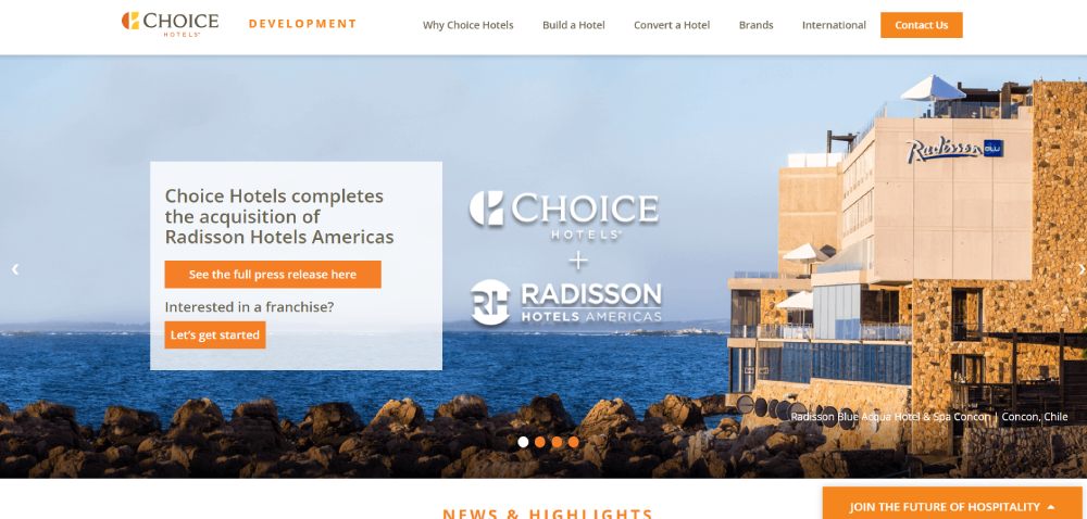 choice hotels website screenshot
