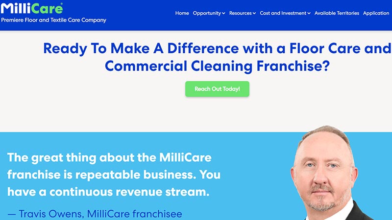 Millicare Floor and Textile Care website screenshot
