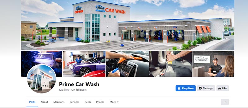 prime car wash website screenshot