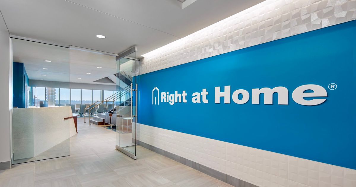 right at home logo on the wall