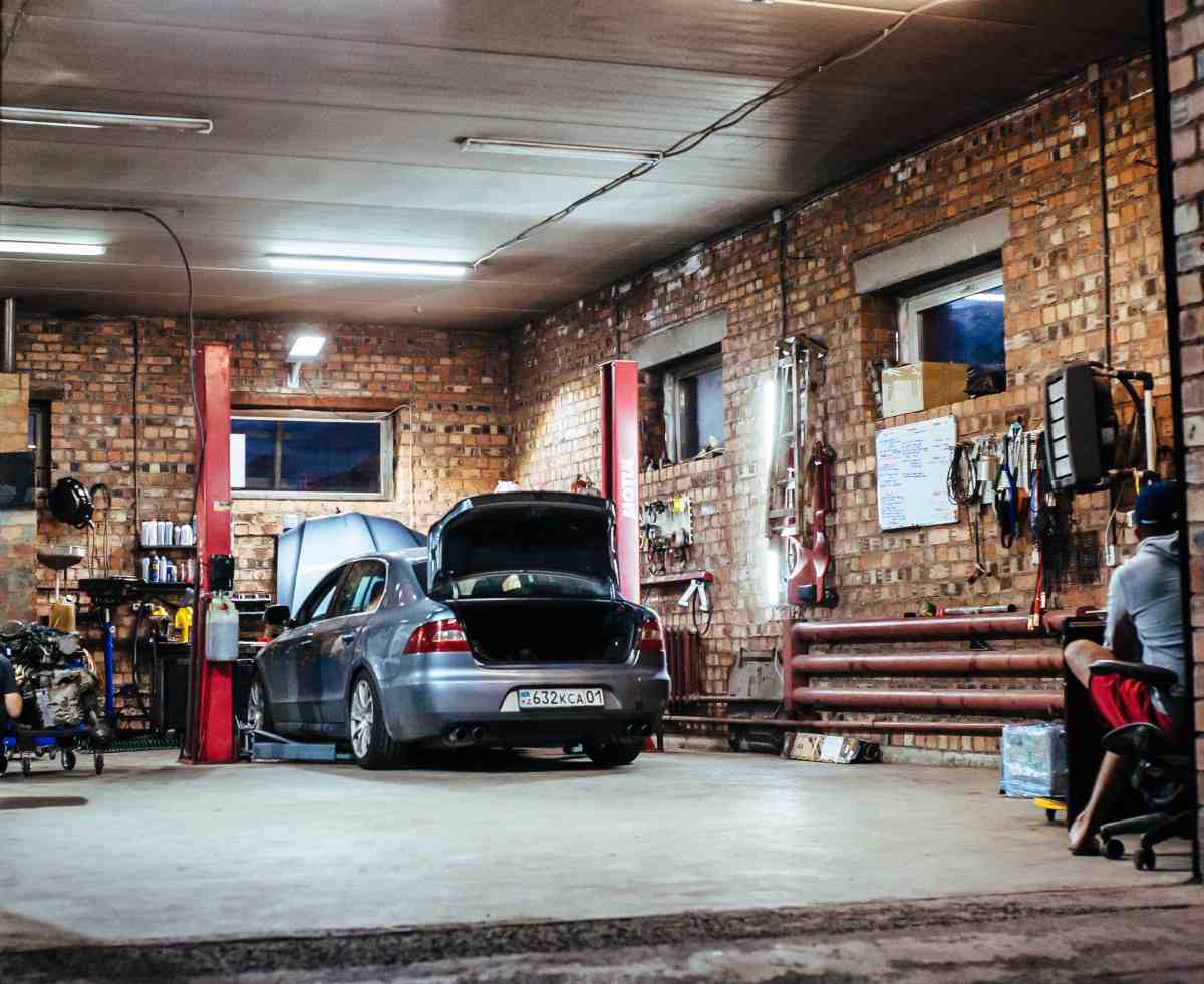 gray car in a garage