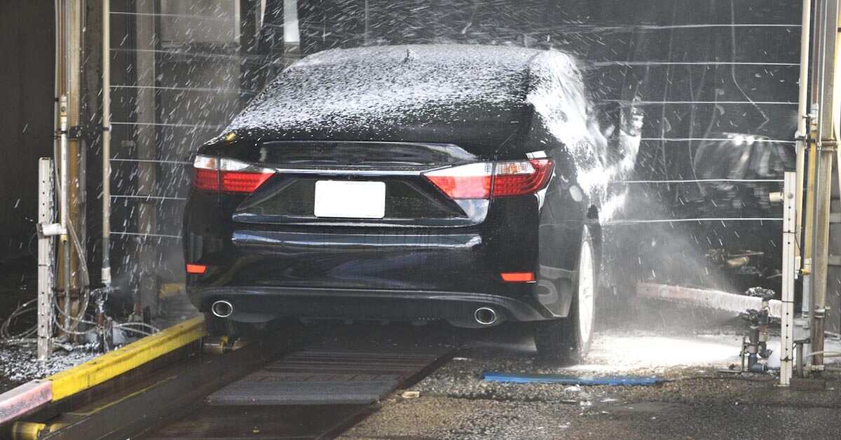 black car being cleaned